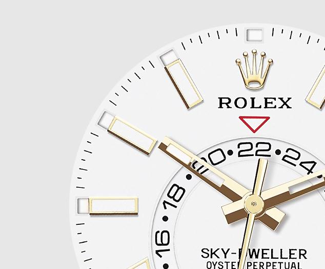 The 42 mm replica Rolex Sky-Dweller 326138 watches have white dials.