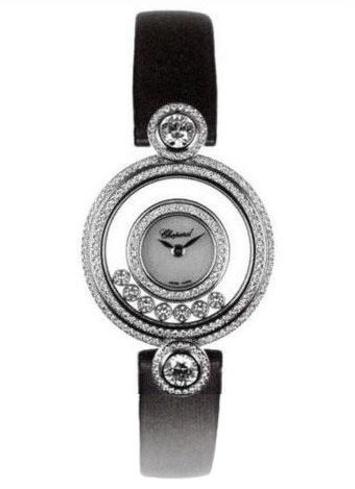 The luxury fake Chopard Happy Diamonds 209180-1001 watches are made from 18k white gold and diamonds.