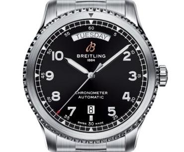 The 41 mm copy Breitling Navitimer A45330101B1A1 watches have black dials.