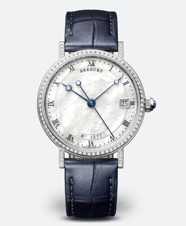 The blue straps copy watches are decorated with diamonds.